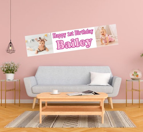2x PERSONALISED PHOTO BANNER BANNERS BIRTHDAY CHRISTENING ANY EVENT PARTY EXPENS - Picture 35 of 46