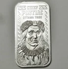 INDIAN CHIEF PONTIAC - OTTAWA TRIBE .999 PURE SILVER MINT BAR INGOT