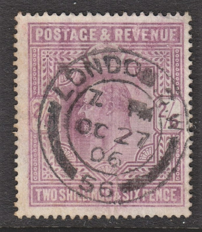 GB good used KEVII 1905 De La Rue chalk-surfaced two shillings and sixpence