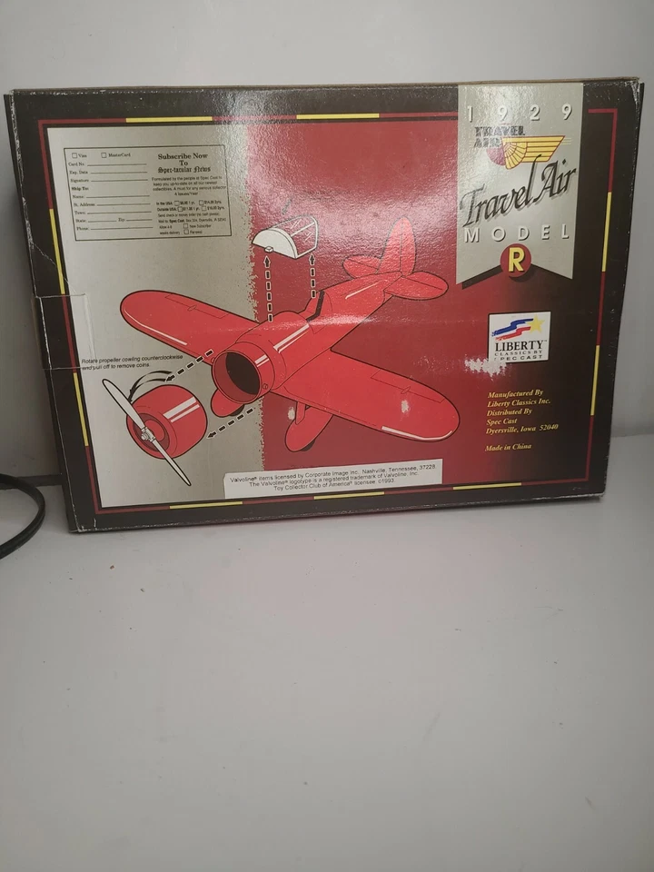 Travel Air Modelo R 1929 Valvoline V100 Die-Cast Bank Stock # 40020 Foto 3 de 4