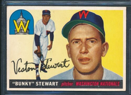 1955 Topps #136 BUNKY STEWART Washington Senators RC ~ VG+ (wrinkle)