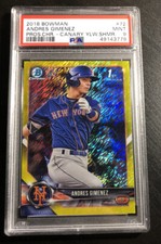 2018 Bowman Chrome Andres Gimenez  Canary Yellow Shimmer Refractor RC /75 PSA 9