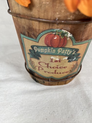 Fall Decor - Pumpkin Patty’s Wooden Bucket Filled Artificial Floral Display - Picture 9 of 21