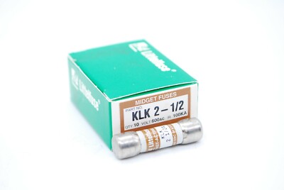 (Box of 10) Littelfuse KLK 2-1/2  2.5 Amp Midget Fast Acting Fuse 600Vac