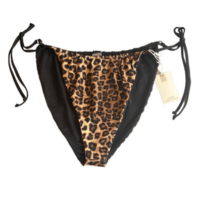 Good American Womens 4X 7 Tanga Bikini Bottom Leopard Hi Cut Reversible NWT