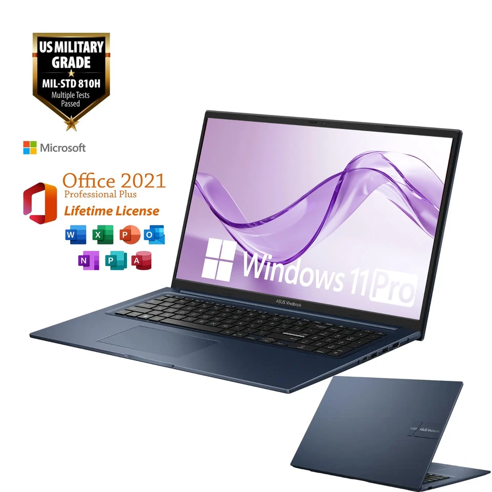 ASUS 17.3" FHD Laptop Intel i3-1215U Up to 40GB RAM & 2TB SSD Win11 Pro+OFFICE - Image 2 of 4