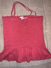 American eagle stretchy ruffle tank top removable straps Sz XS NWOT mint ma