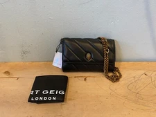 NWT Kurt Geiger Soho Chain Wallet , Black Leather
