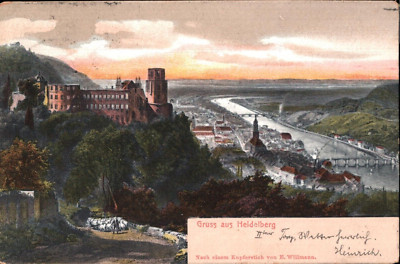 Greetings from Heidelberg, after a copperplate engraving by E. Willmann 1904