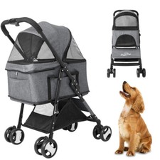 XXL Pet Stroller Pram Dog Carrier Trailer Stroller Travel Walk Carrier Load 66lb