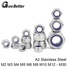 Nyloc Nuts M2 M3 M4 M5 M6 M8 M10 M12 - M30 Insert Nylon Lock Nut Stainless Steel