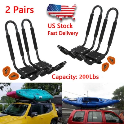 2 pairs Canoe Boat Kayak Roof Rack Car SUV Truck Top Mount Carrier J Cross Bar