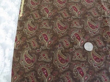 4351.  CARNAC Brown PAISLEY Cotton or Linen FABRIC - 41-1/2" x 3-3/4 yds.