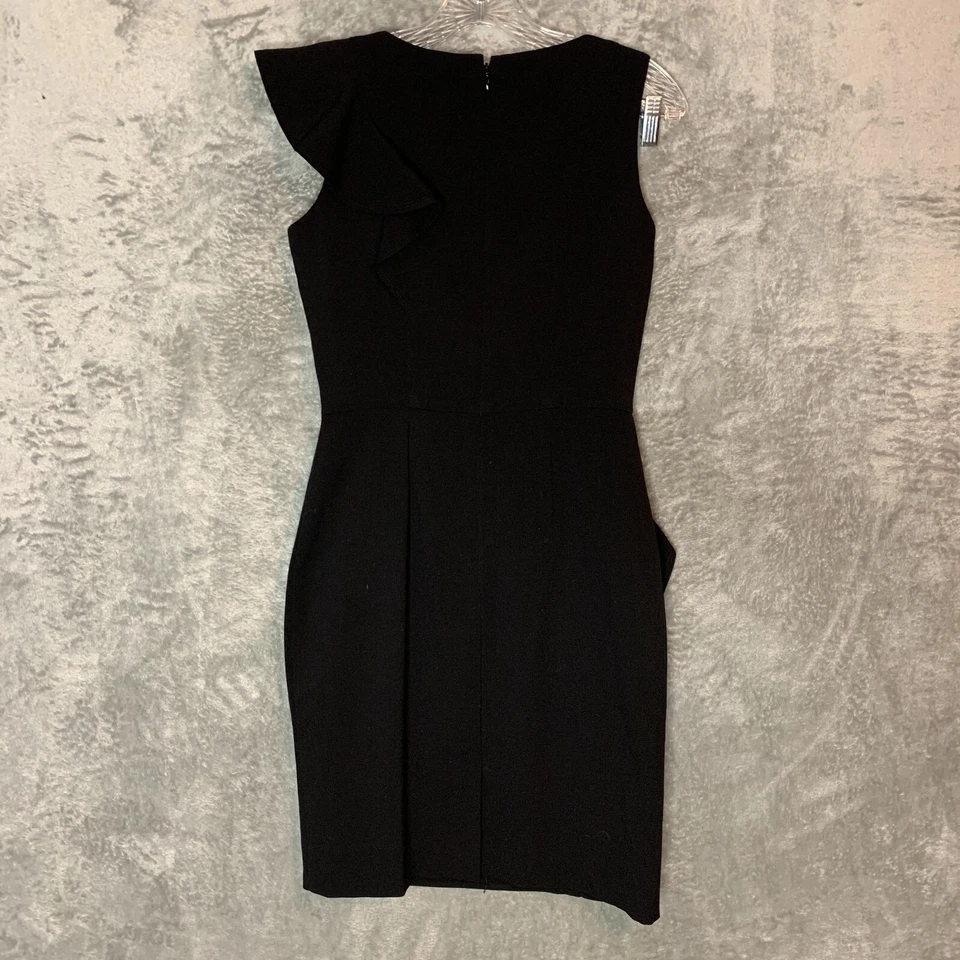 Vestido Vaina Calvin Klein Mujer Asimétrico Volantes Ocasión Formal 2 Negro Foto 2 de 4