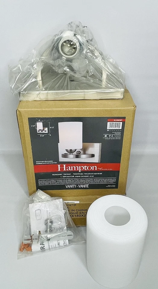 Globo blanco de peltre cepillado ligero tocador único Hampton Canarm NUEVO Foto 3 de 4