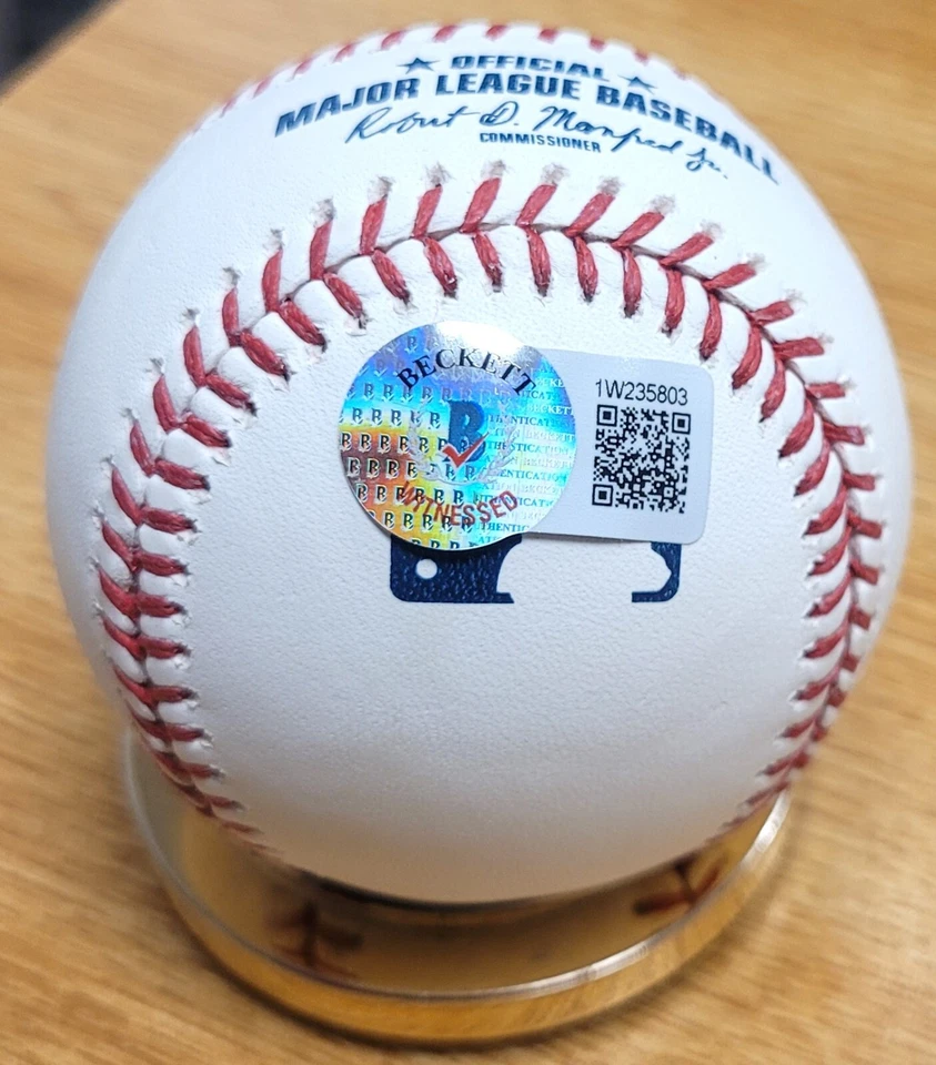 Autografiado BRUCE BOCHY Oficial Rawlings Grandes Ligas Béisbol Beckett Testigo Foto 2 de 2