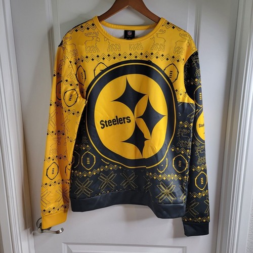 FOCO Men's NFL Pittsburgh Steelers Primary Logo Lightweight Holiday Sweater Med