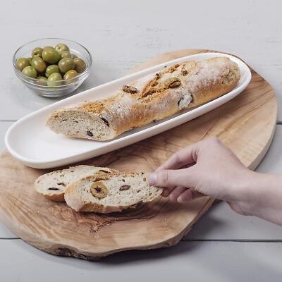 Französischer Brot Baguette Teller Servierplatte, ideal zum Party Servieren, weiß, 36 cm