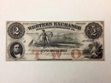 ~ 1857 $2 WESTERN EXCHANGE BISHOP HILL OMAHA CITY, NEBRASKA
