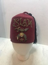ANTIQUE B. PASQUALE  CO. SHRINERS ISLAM FEZ HAT. Size Unknown
