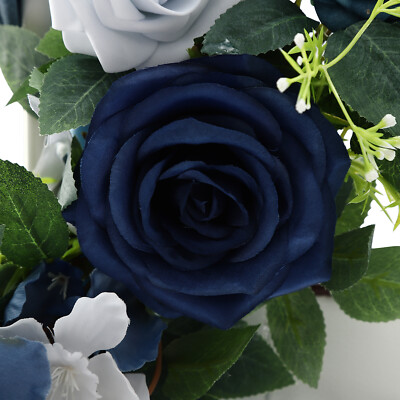 Blue Artificial Flower Arrangement Ribbons For Wedding Chair Back Decor Pack 6x！