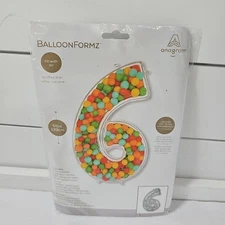 Anagram Balloon Formz 55" Number 6 Silver Foil Balloon Birthday Party Decor