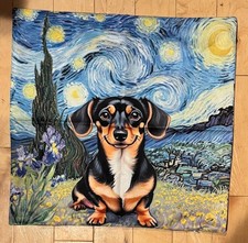 Pillow Cover Case DACHSHUND black and tan 18 x 18 flannel NEW