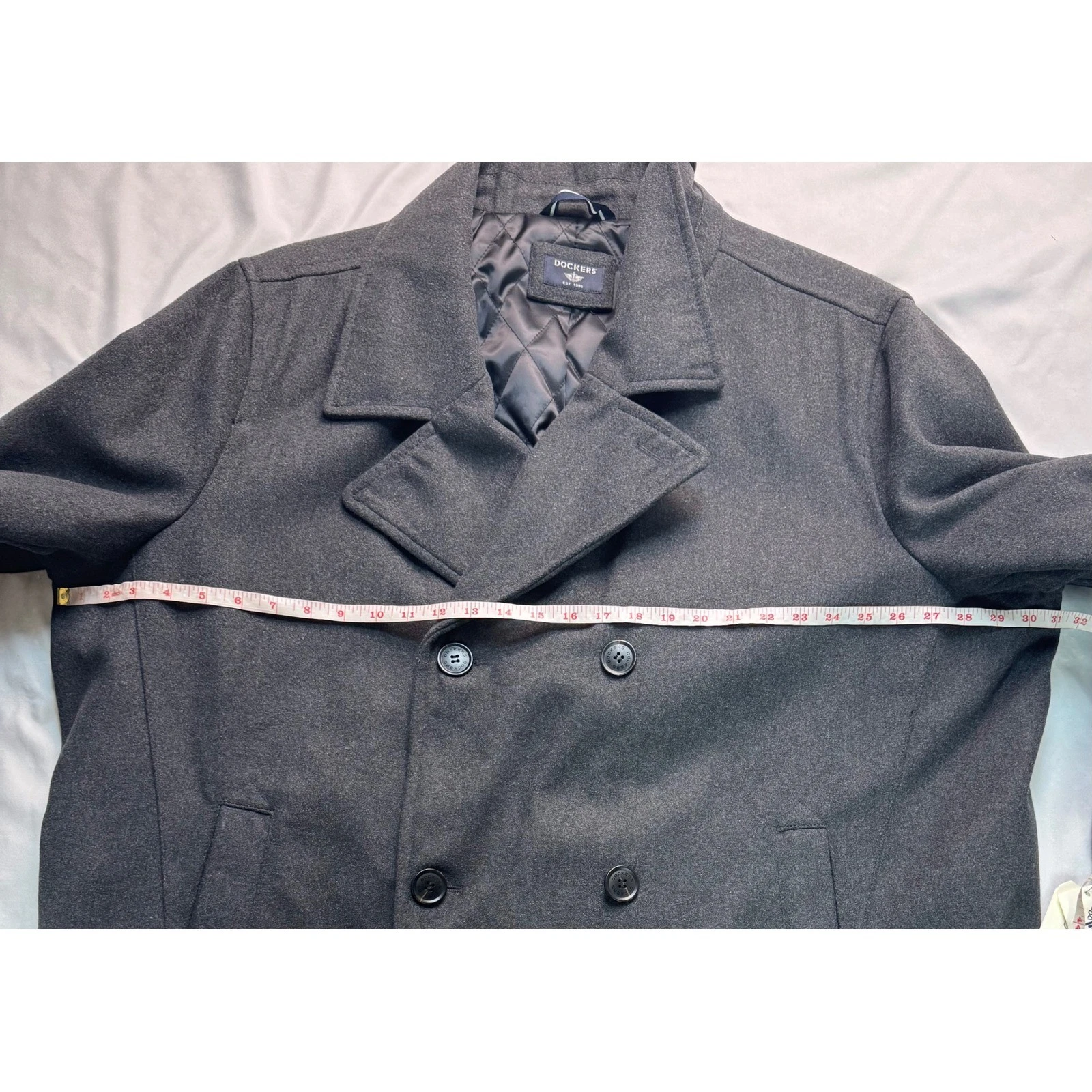 Dockers Mens Wool Blend Pea Coat Charcoal Gray Double Breasted 3XL NEW - product detail image 7