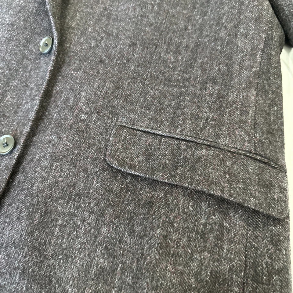 Abrigo deportivo de lana Cam Newton "Hecho" para hombre talla 48R, gris con acento azul/púrpura Foto 3 de 4