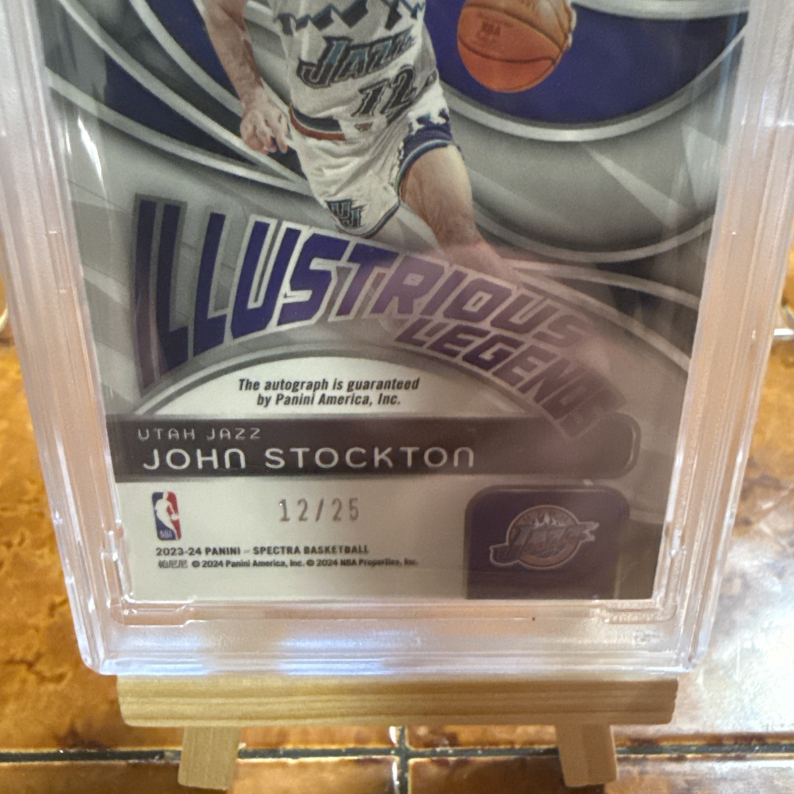 23-24 Panini Spectra Illustrious Legends John Stockton Number Match 12/25 Psa 9 view 3
