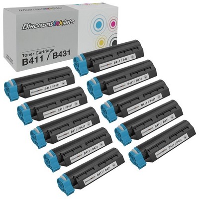 10PK BLACK Toner for Okidata 44574701 BLACK Toner Cartridge B Series B411 B411dn