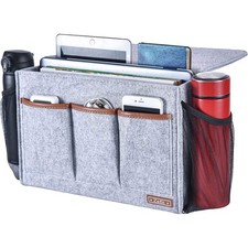 Bedside Caddy Large Size Storage Organizer with 8 Pockets - Perfect for Magaz...