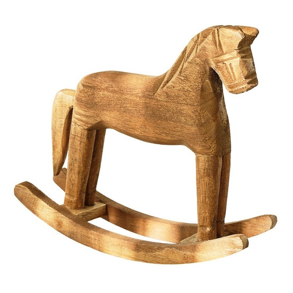 Wooden Rocking Horse Ornament Pine Wood Desk Decor for Home Office