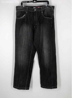 Southpole Mens Black Denim Dark Wash 5 Pocket Design Wide Leg Jeans Size 38