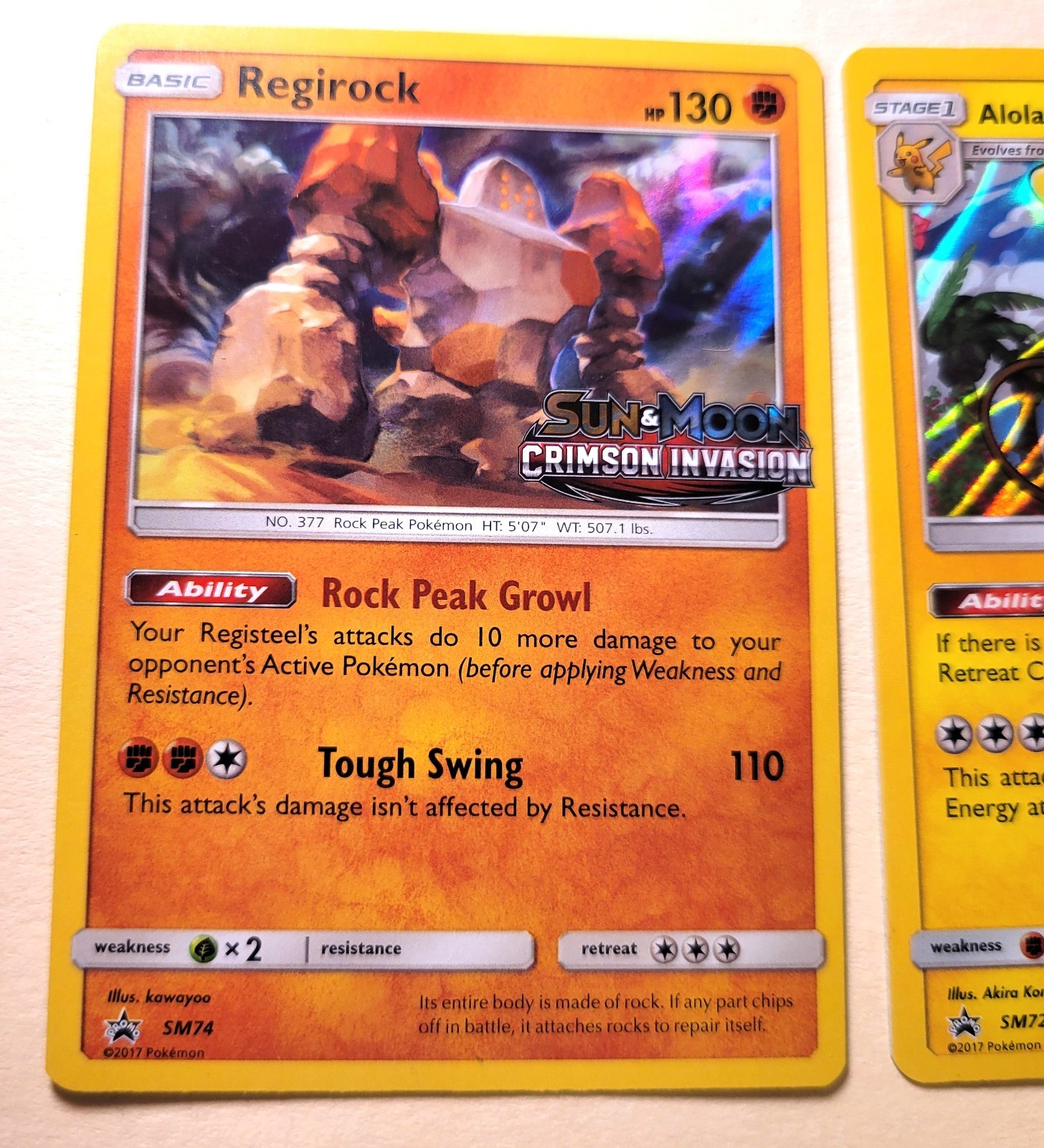 Regirock SM74 Promo Pokemon Card Sun Moon Crimson Invasion NM
