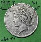1927 D Peace Silver Dollar $1 XF EF Extremely Fine Small Rim Bump US Coin