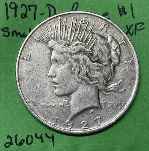 1927 D Peace Silver Dollar $1 XF EF Extremely Fine Small Rim Bump US Coin