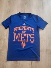 Majestic MLB Baseball Shirt New York Mets Size Youth 8 Cool Base Blue Pre-owned