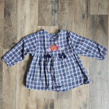 Vintage Carters 12-18M Made in USA Plaid Babydoll Top Coquette Bear Smock 90s
