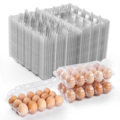 55 Pack 15-Count Clear Plastic Egg Cartons Reusable Holder 3x5 Grids