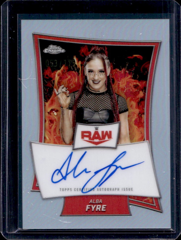 2025 Topps Chrome WWE Alba Fyre Red Brand Auto Refractor #53/175