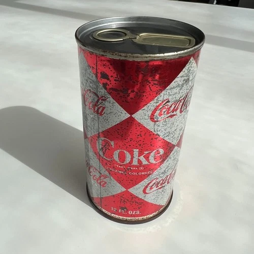 Vintage 1960s Coca Cola Flat Top Diamond Steel Can Coke Soda Pop