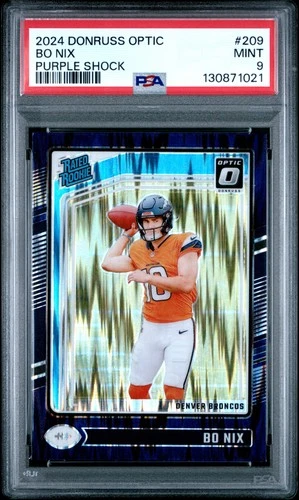 2024 PANINI DONRUSS OPTIC PURPLE SHOCK #209 BO NIX ROOKIE RC PSA 9