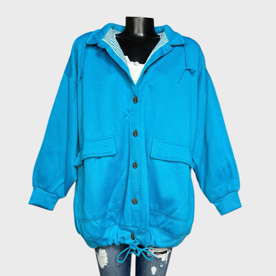 Vintage 80s NEW Be In The Current Scene Soft Jacket Blue OSFM Pockets Button Up
