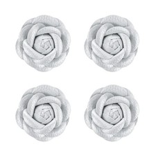4-Pack Decorative Rose Shoe Clips, Leather Fashion Flower Clip Silver Tone 