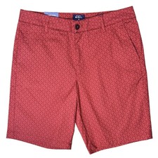 NWT Ben Sherman Regular Stretch Fit Geometric Print Red Shorts 33X9