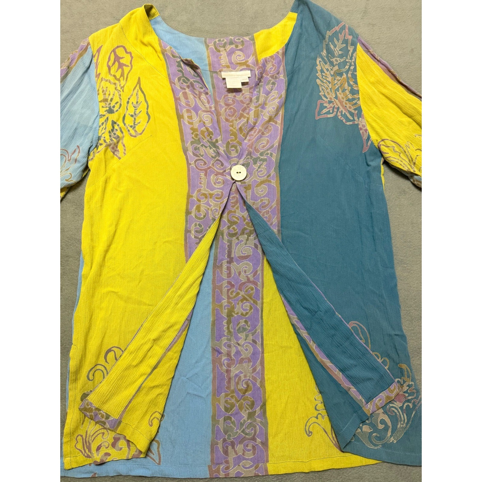 Soft Surroundings Patchwork Tunic Yellow Blue Pur… - image 1