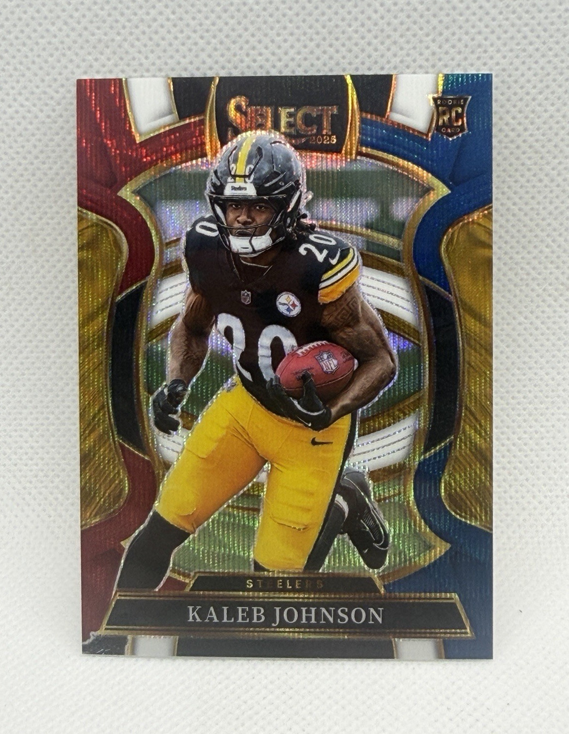 Panini Select 2025 Kaleb Johnson RC Tri-Color Prizm #52 Steelers /399