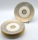 1958 Stangl Pottery USA Set 5 Bread Butter Plates Florentine Pattern Gold border
