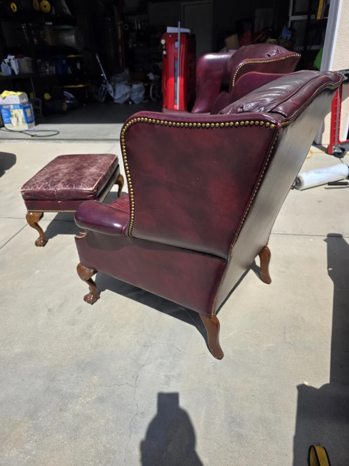 Schafer Bros Wingback Chairs & Ottoman - Image 4 of 4